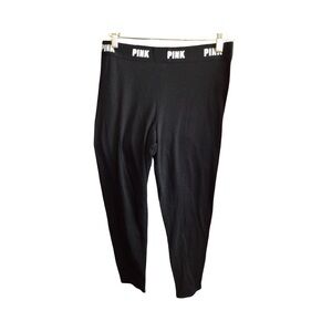 PINK Victoria's Secret Black Leggings with White Logo